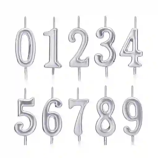 Vela Número Ocho # 8 - Plateada