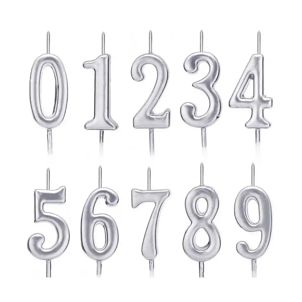 Vela Número Ocho # 8 - Plateada