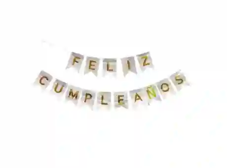 Banderín Letrero Feliz Cumple Plateado Holografico