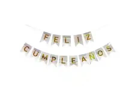Banderín Letrero Feliz Cumple Plateado Holografico