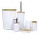 Kit De Accesorios De Baño De 6 Piezas Para Lavabo De Plástico De Bambú, Color Blanco