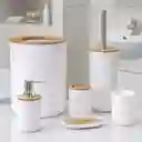 Kit De Accesorios De Baño De 6 Piezas Para Lavabo De Plástico De Bambú, Color Blanco