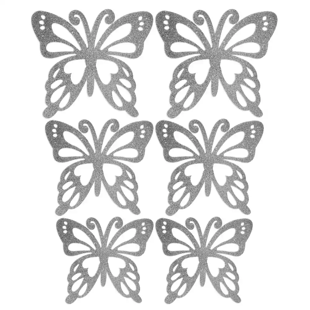 Logos Mariposas Plateado X 6 Und