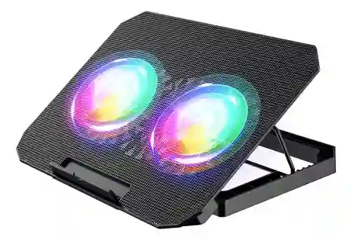 Base Refrigerante Doble Ventilador Soporte Para Computador Laptop Hasta 18'' Ajustable