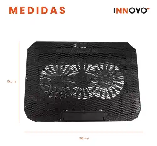 Base Refrigerante Doble Ventilador Soporte Para Computador Laptop Hasta 18'' Ajustable