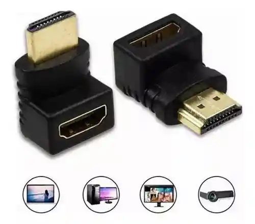 Adaptador Codo Hdmi Macho Hembra En L Hd Curvo | 90 Grados