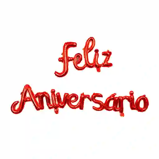 Letrero Inflable Feliz Aniversario Cursivo Rojo