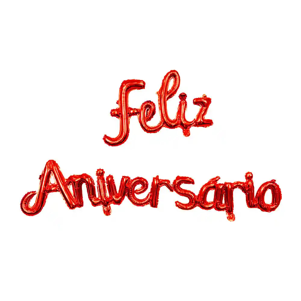 Letrero Inflable Feliz Aniversario Cursivo Rojo