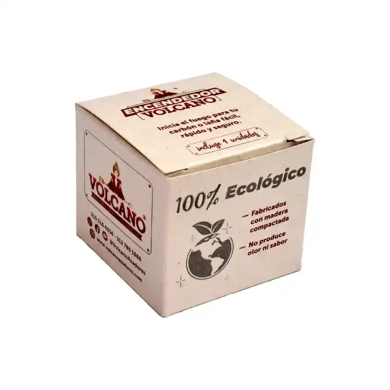 Encendedor Ecológico De Carbón X 4 Unds Volcano