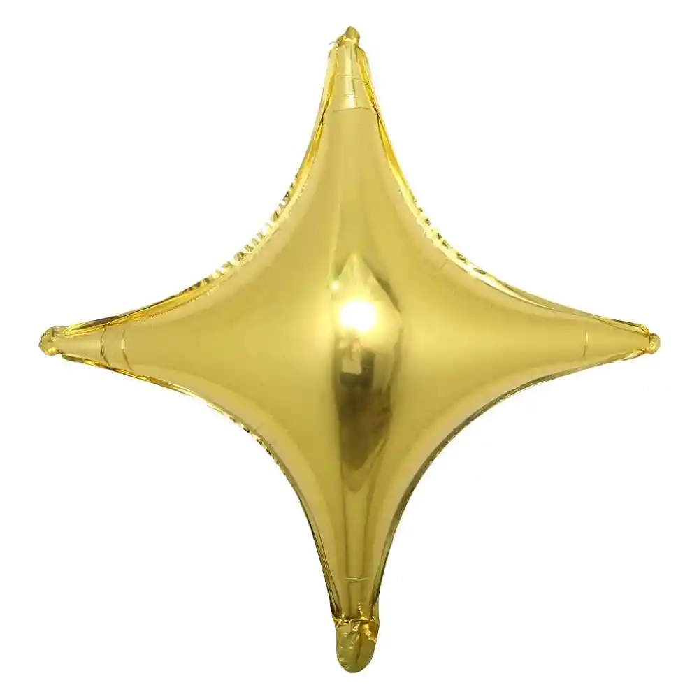 Globo Estrella Metalizado 18" Dorada 4 Puntas X 1 Und