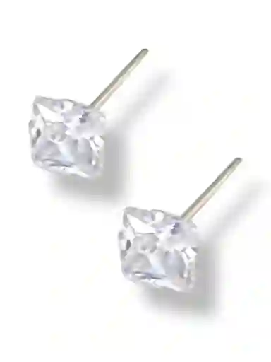Arete En Plata Ley 925 Con Zircones Incrustados, Topito En Plata Ley 925, Joyeria Joyas, Aretes En Plata