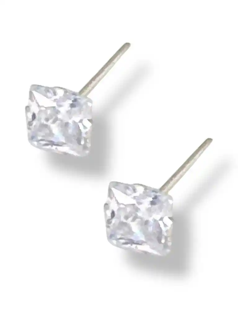 Arete En Plata Ley 925 Con Zircones Incrustados, Topito En Plata Ley 925, Joyeria Joyas, Aretes En Plata