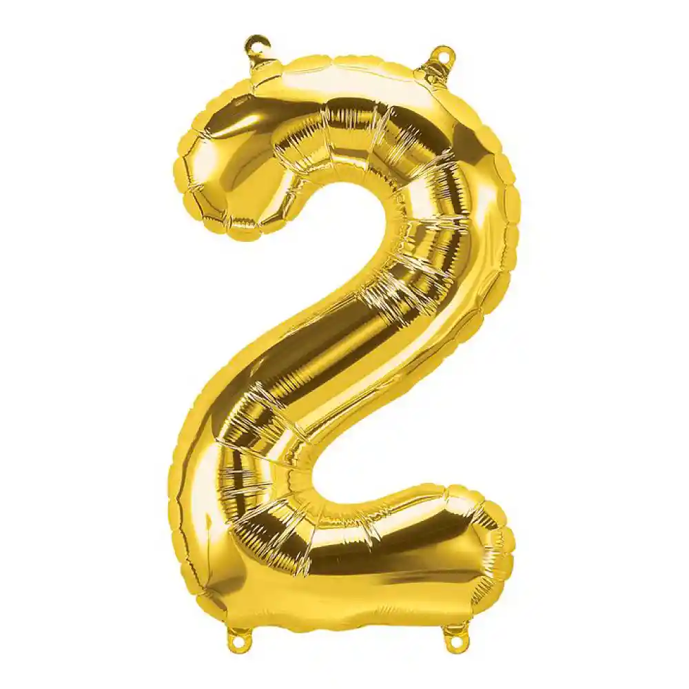 Numero Metalizado 2 Dorado 16"