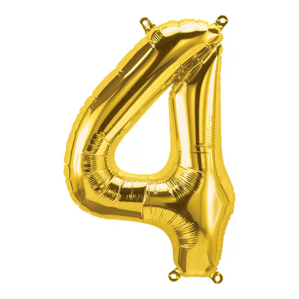 Numero Metalizado 4 Dorado 16"