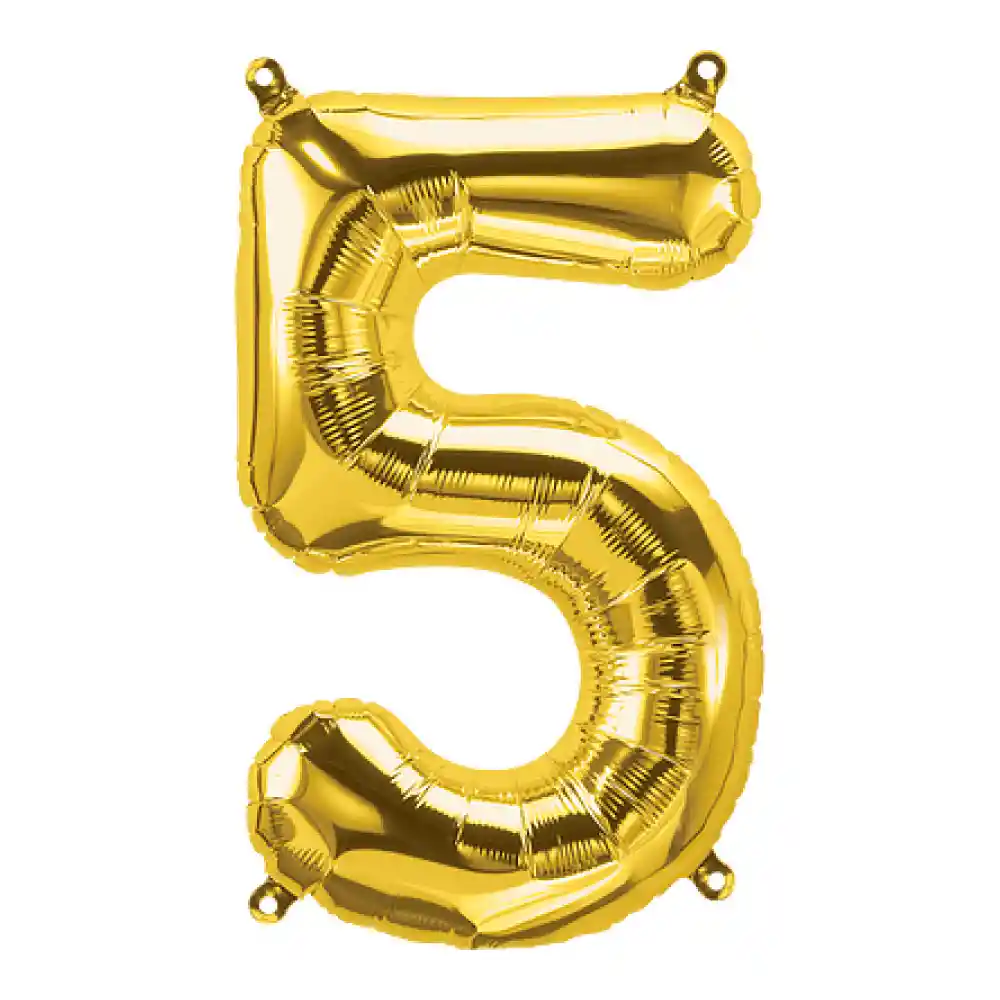 Numero Metalizado 5 Dorado 16"