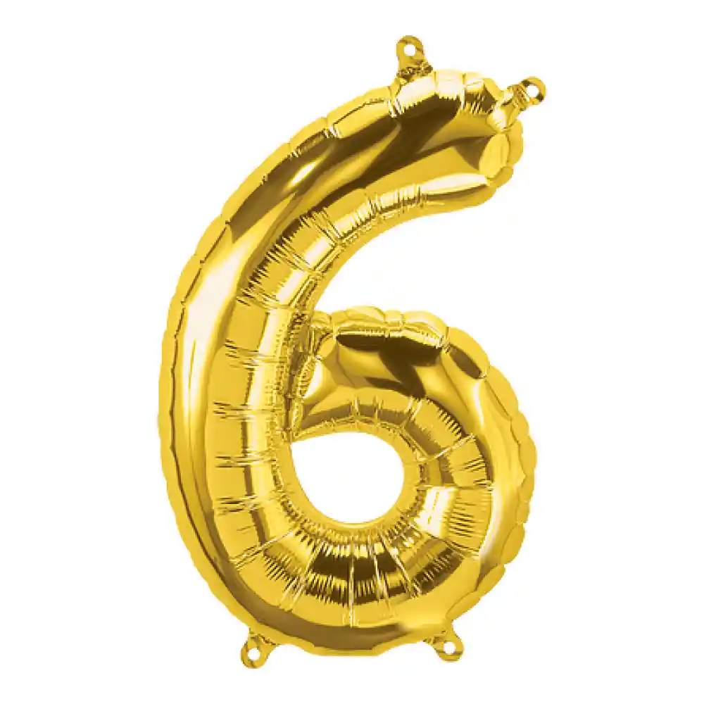 Numero Metalizado 6 Dorado 16"