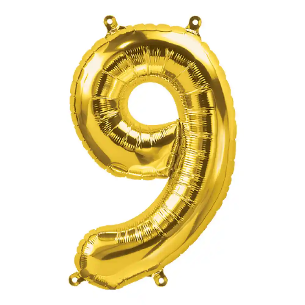 Numero Metalizado 9 Dorado 16"