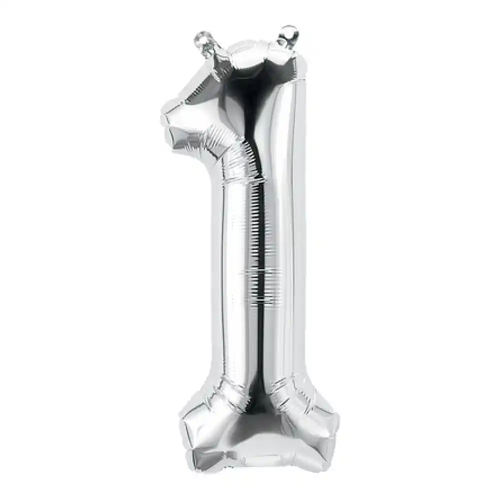 Numero Metalizado 1 Plata 16"