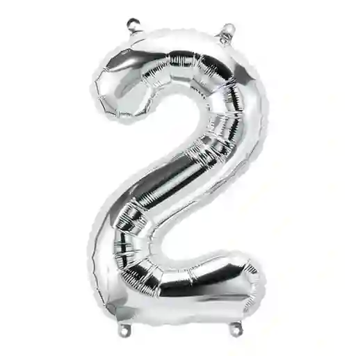 Numero Metalizado 2 Plata 16"