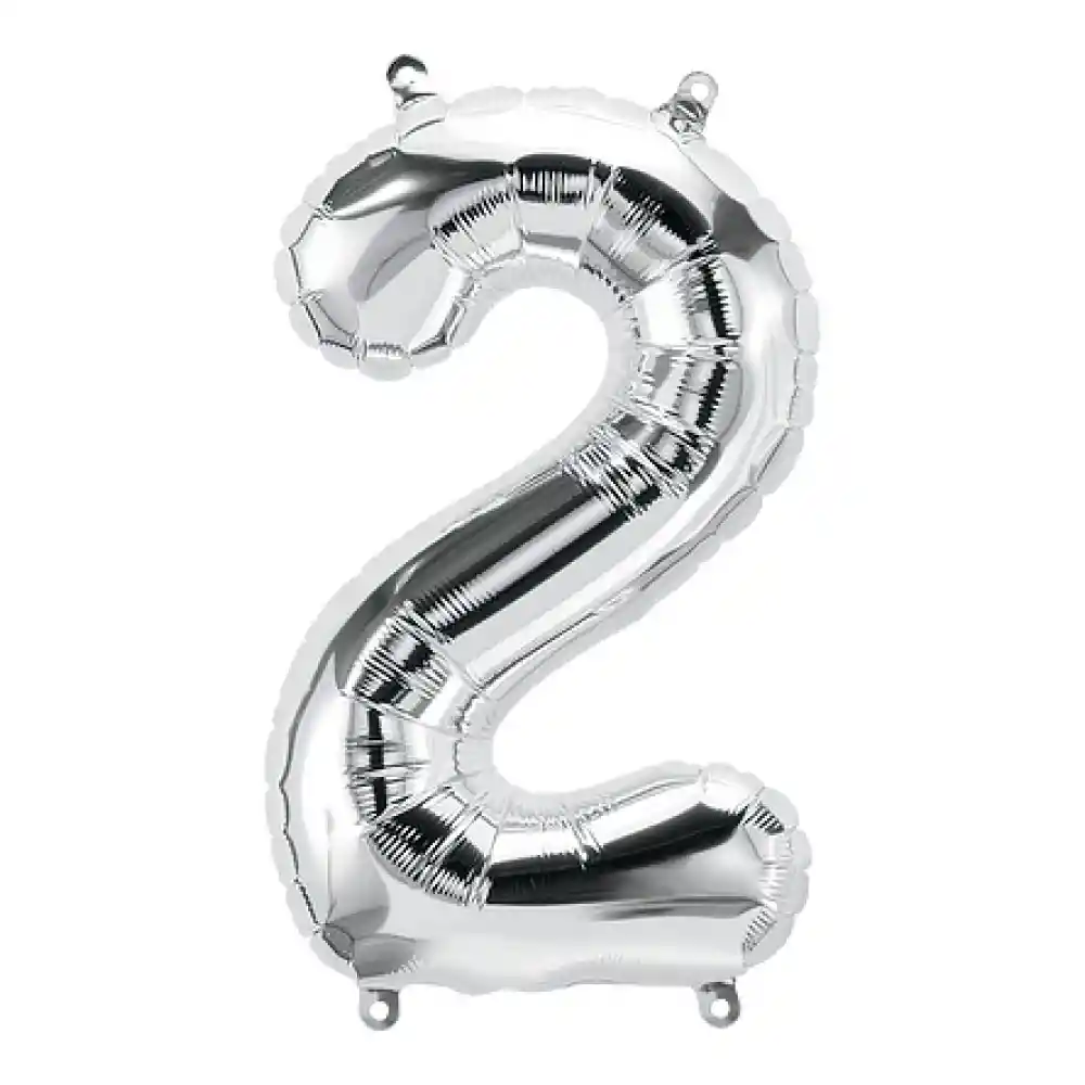 Numero Metalizado 2 Plata 16"