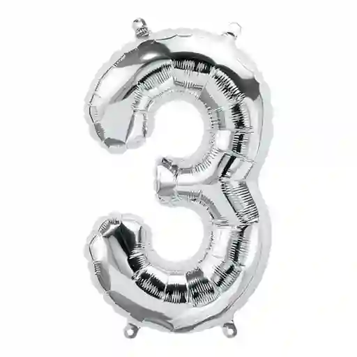 Numero Metalizado 3 Plata 16"