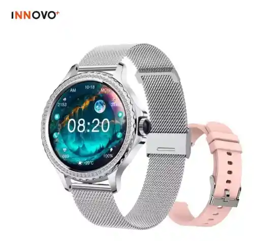 Reloj Inteligente Doble Pulso Amor Estilo Dama Mobulaa Plateador Innovo Tech