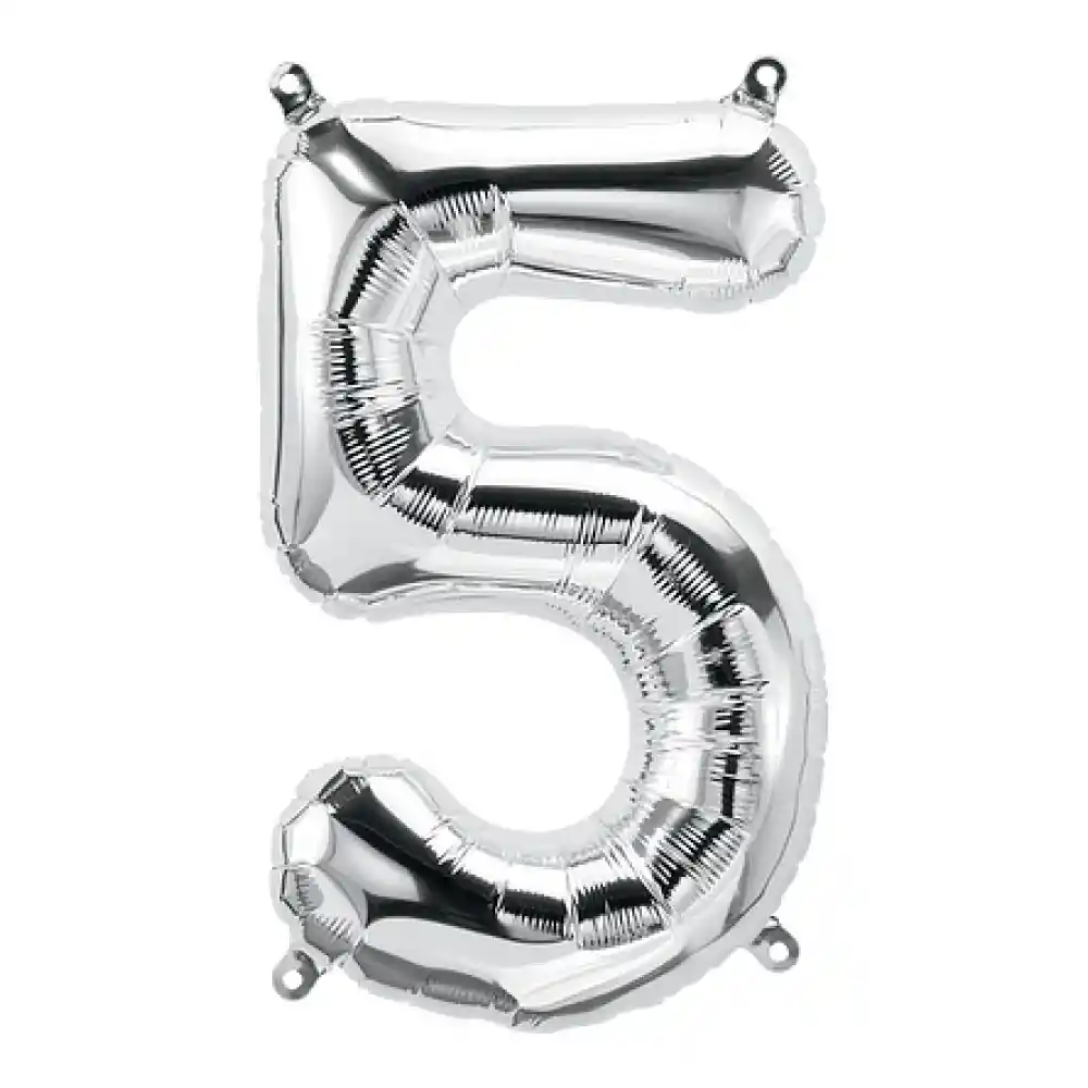 Numero Metalizado 5 Plata 32"