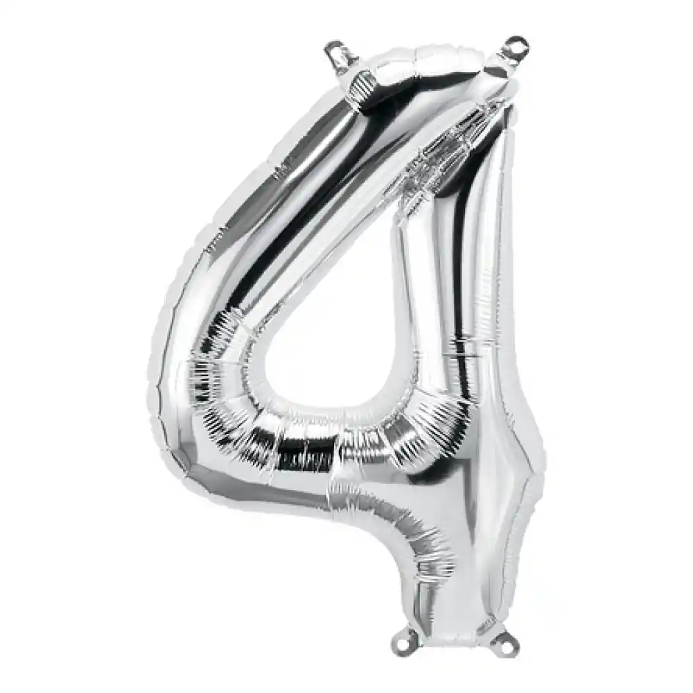 Numero Metalizado 4 Plata 40''