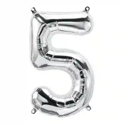 Numero Metalizado 5 Plata 40''