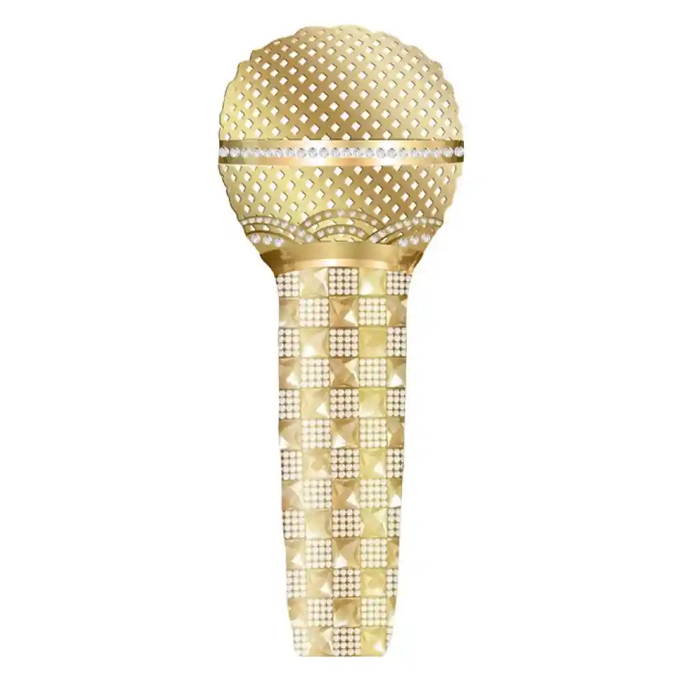 Globo Metalizado 30" Microfono Dorado X 1 Und