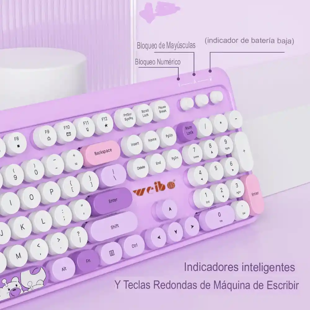 Combo Teclado Y Mouse Inalámbricos Usb 2.4g 105 Teclas Weibo