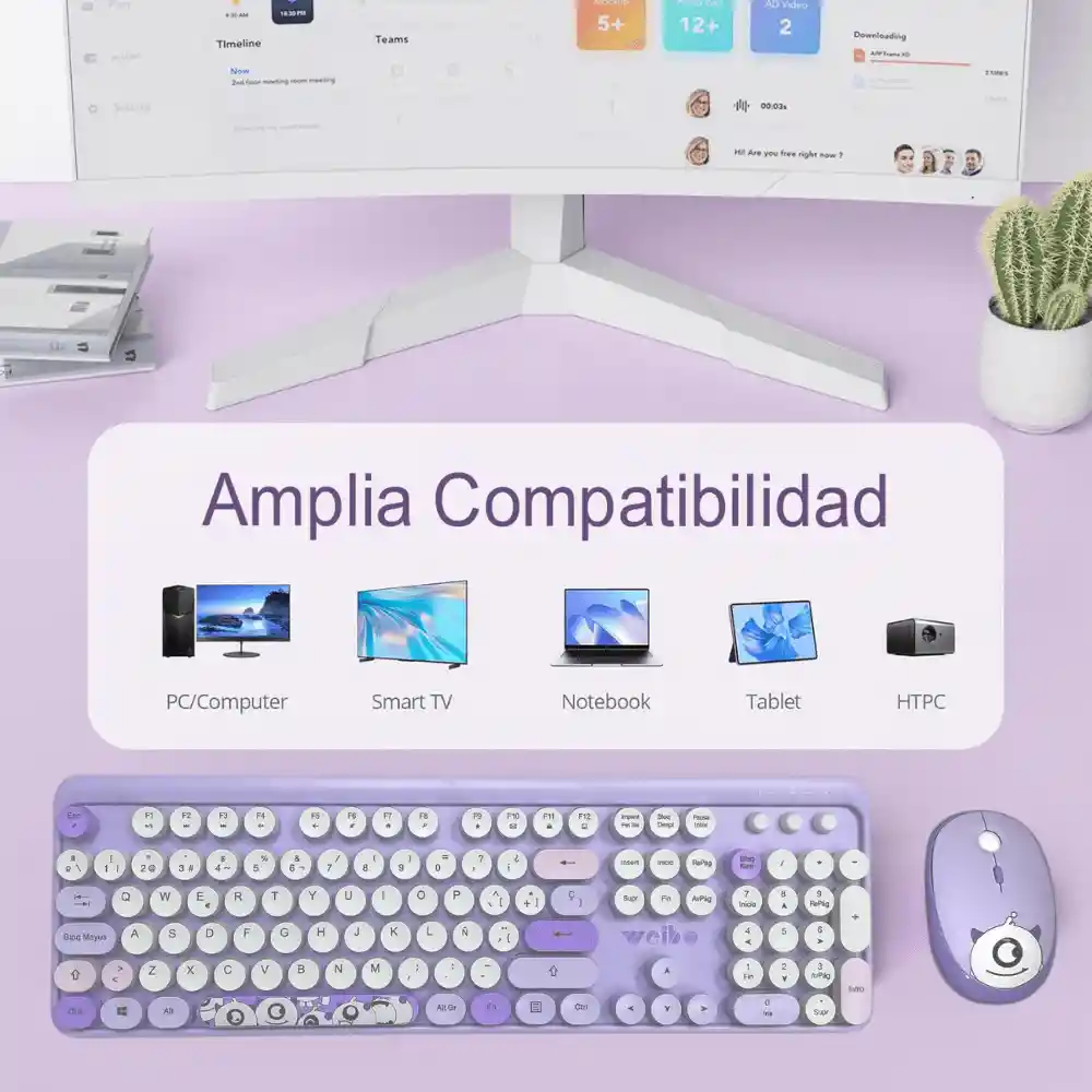 Combo Teclado Y Mouse Inalámbricos Usb 2.4g 105 Teclas Weibo
