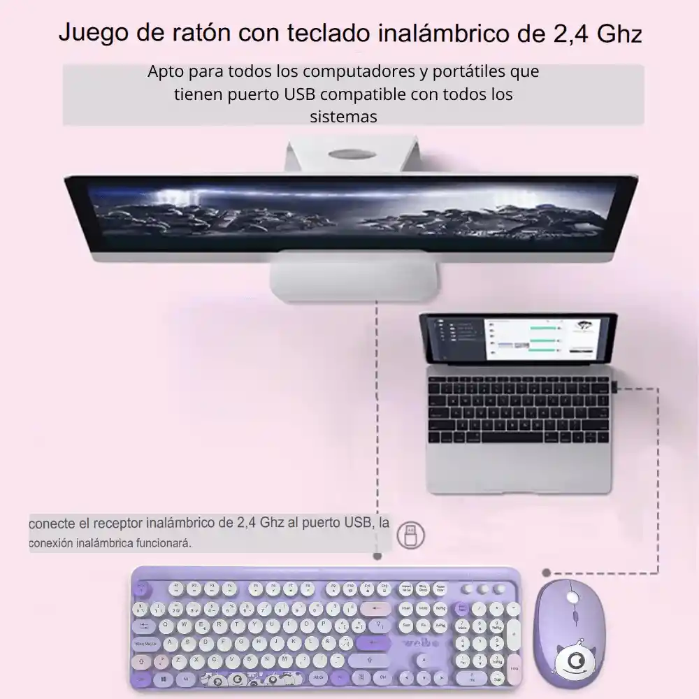 Combo Teclado Y Mouse Inalámbricos Usb 2.4g 105 Teclas Weibo
