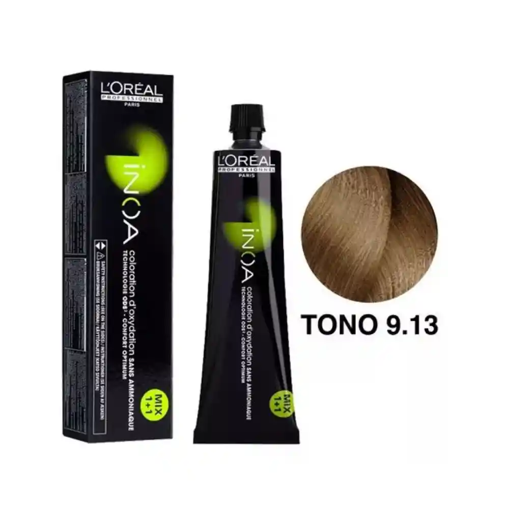 Inoa Tinte Sin Amoniaco Rubio Muy Claro Cenizo Dorado #9.13 60ml