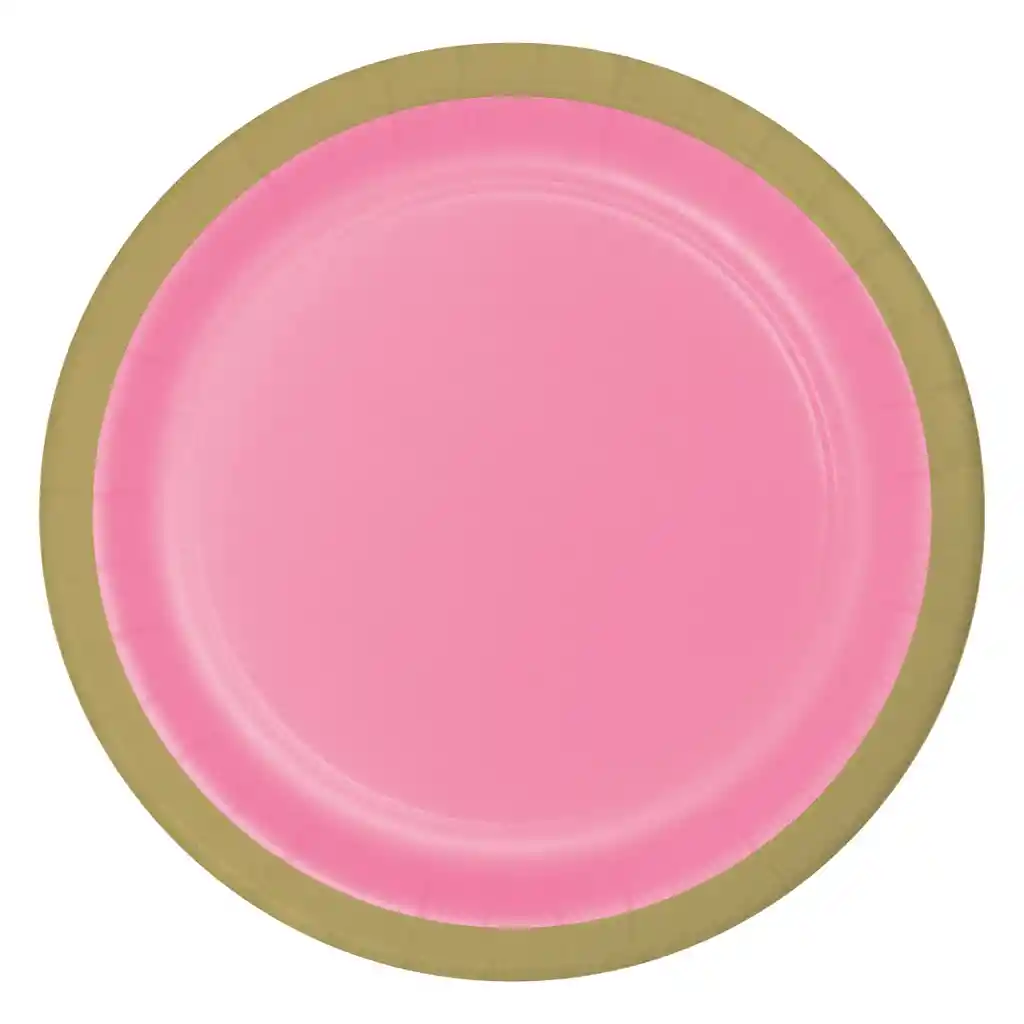 Plato 9" Rosado Borde Dorado X 8 Und