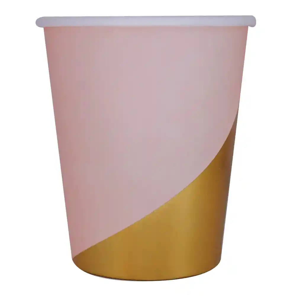 Vaso Rosado Linea Dorada X 10 Und