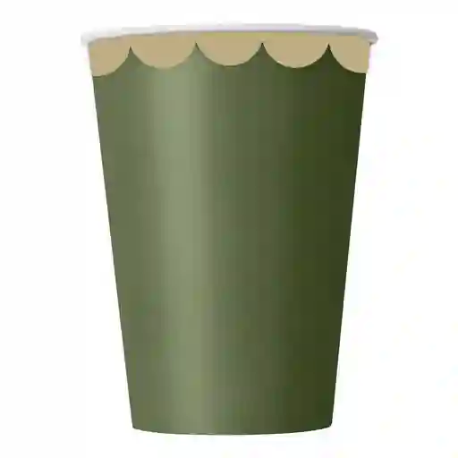 Vasos Verde Oliva Borde Dorado X 10 Und