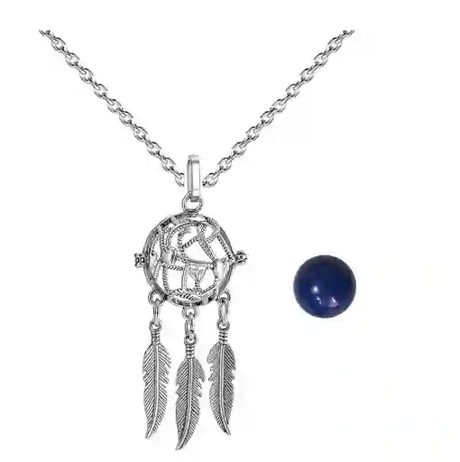Collar Llamador De Angel Corazon Tejido Cascabel + Estuche