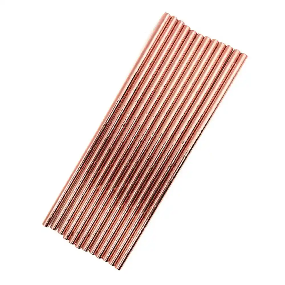 Pitillo Oro Rosa Metalizado X 25 Und