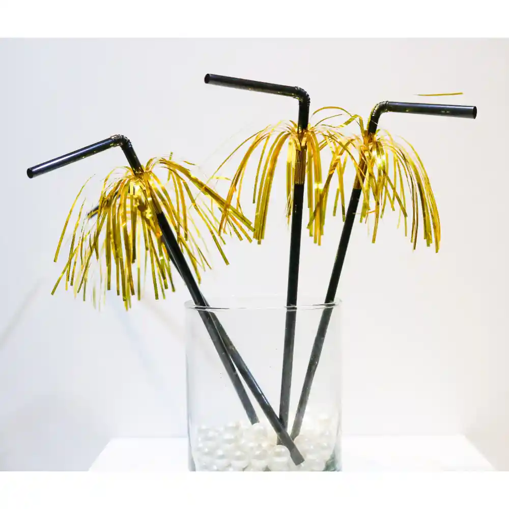 Pitillos Largos Fleco Dorado X 12 Und