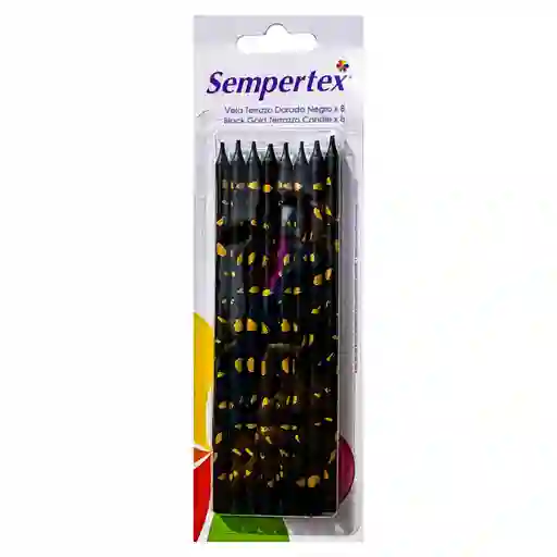 Vela Terrazo Negra Dorada X 8 Und
