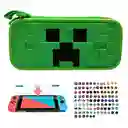 Estuche Edicion Minecraft + Vidrio + 2 Grips Para Nintendo Switch