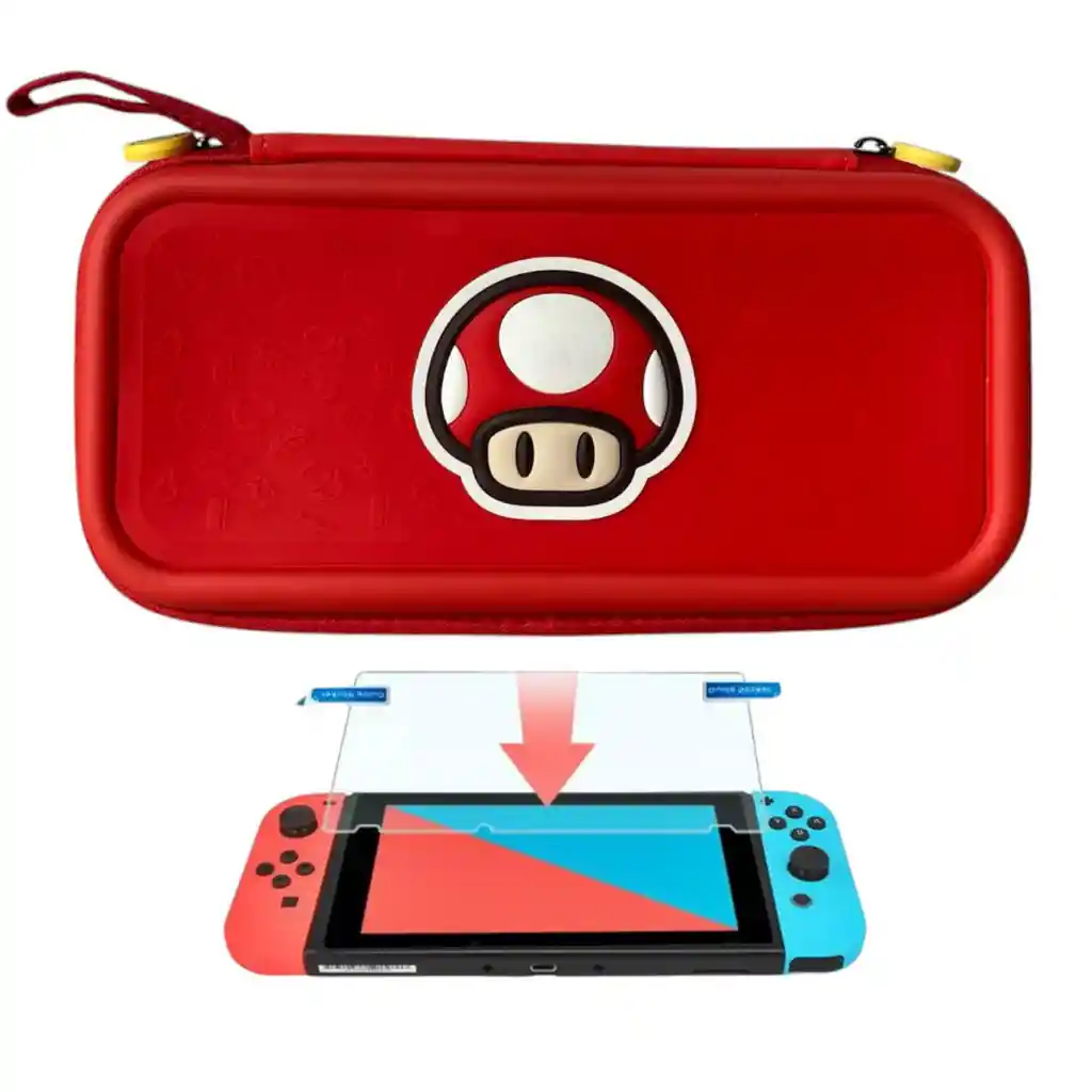 Estuche Edicion Toad + Vidrio Para Nintendo Switch