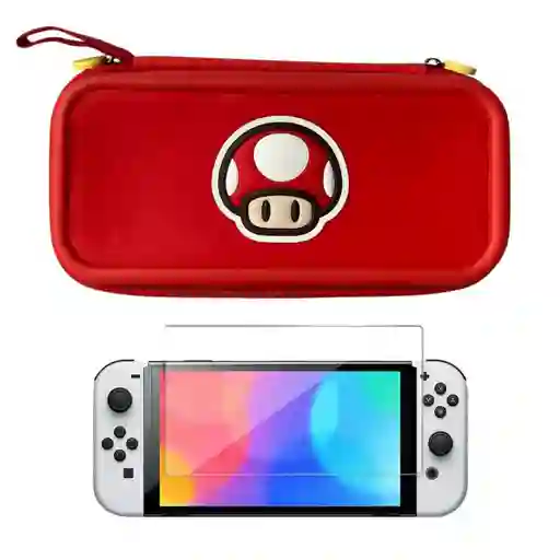 Estuche Edicion Toad + Vidrio Para Nintendo Switch Oled