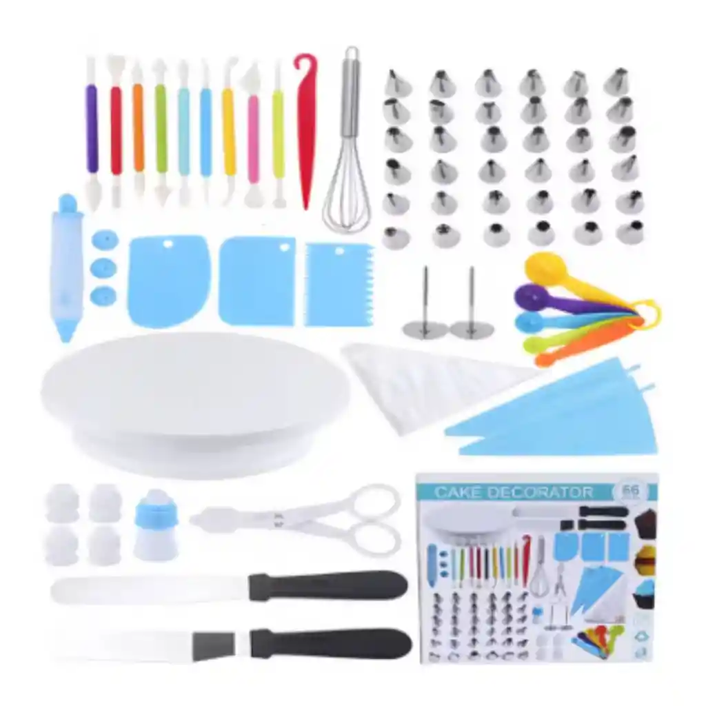 Set De Herramientas Para Decorar Pasteles Con Plato Giratorio 66pz