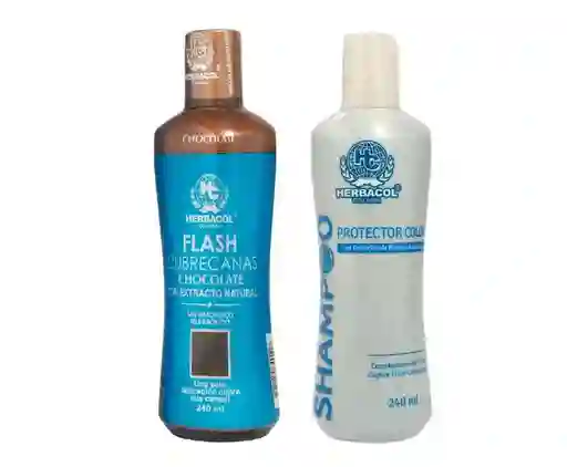 Flash Cubre Canas Chocolate + Shampoo Proteccion Color. Herbacol