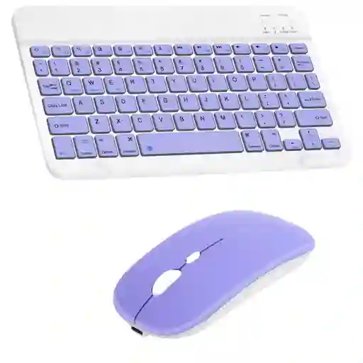 Teclado Y Mouse Inalámbrico Bluetooth An 030 Morado