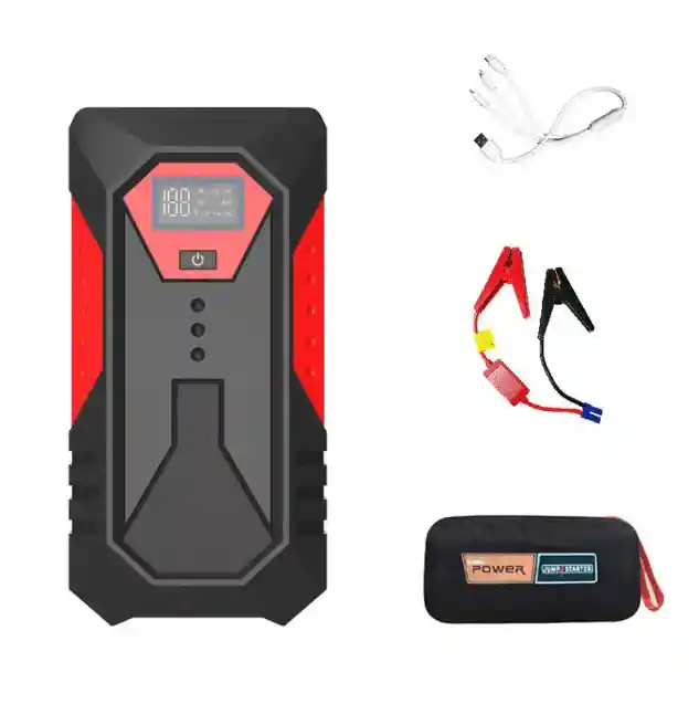 Kit Iniciador De Batería Con Linterna Y Power Bank Carro/moto