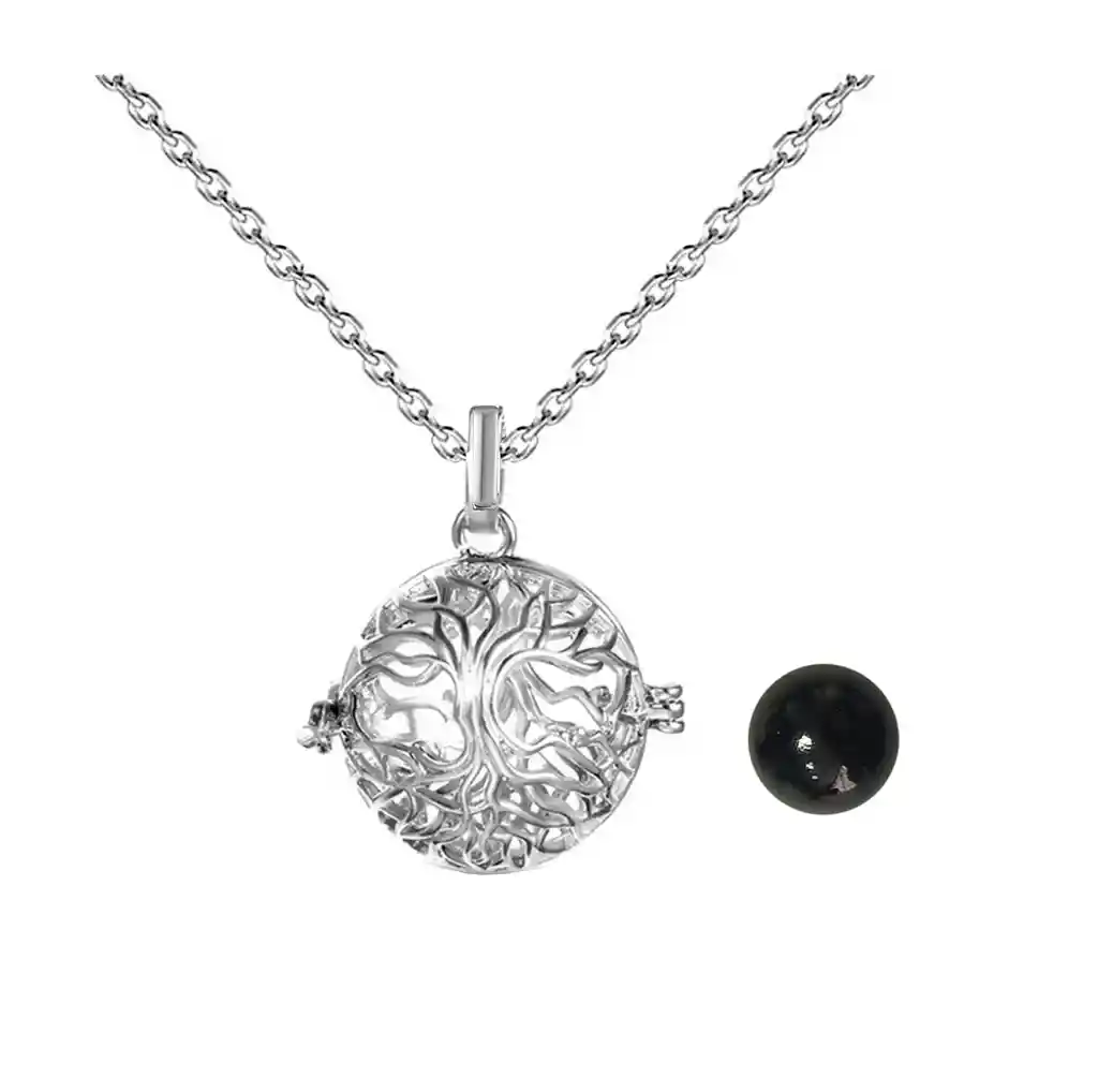 Collar Llamador De Angel Arbol De Vida Cascabel + Estuche