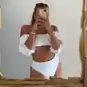 Vestido De Baño Bikini Blanco De Mangas